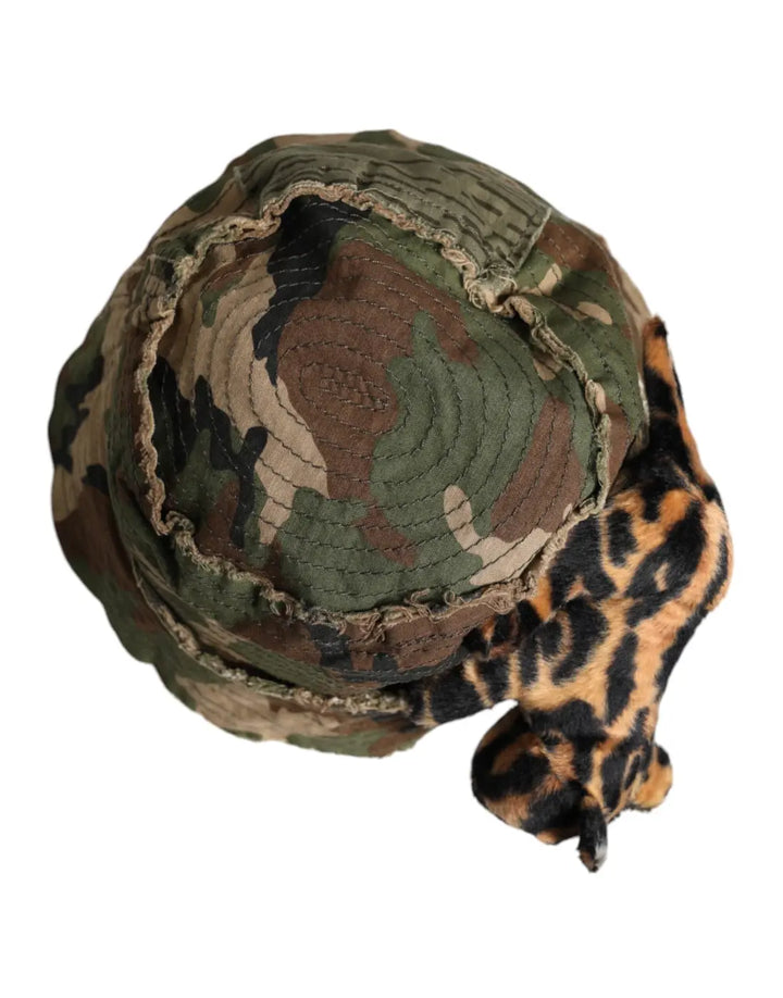 Dolce &amp; Gabbana Multicolor Leopard Embellish Wide Brim Bucket Hat