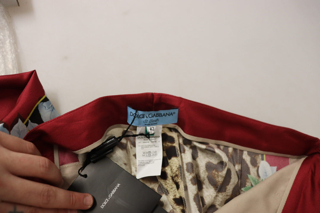 Dolce &amp; Gabbana Multicolor Leopard Flora Printed Mid Waist Trouser Pants