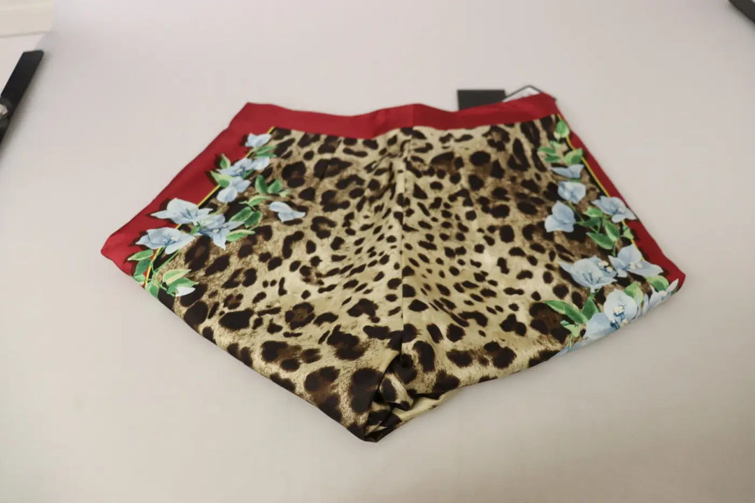 Dolce &amp; Gabbana Multicolor Leopard Flora Printed Mid Waist Trouser Pants