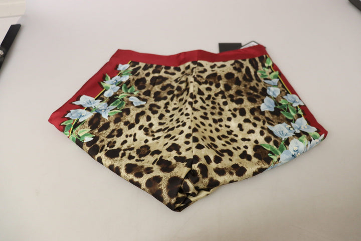 Dolce &amp; Gabbana Multicolor Leopard Flora Printed Mid Waist Trouser Pants