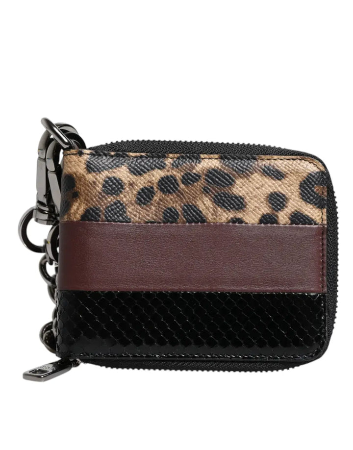 Dolce &amp; Gabbana Multicolor Leopard Leather DG Bifold Card Holder Wallet