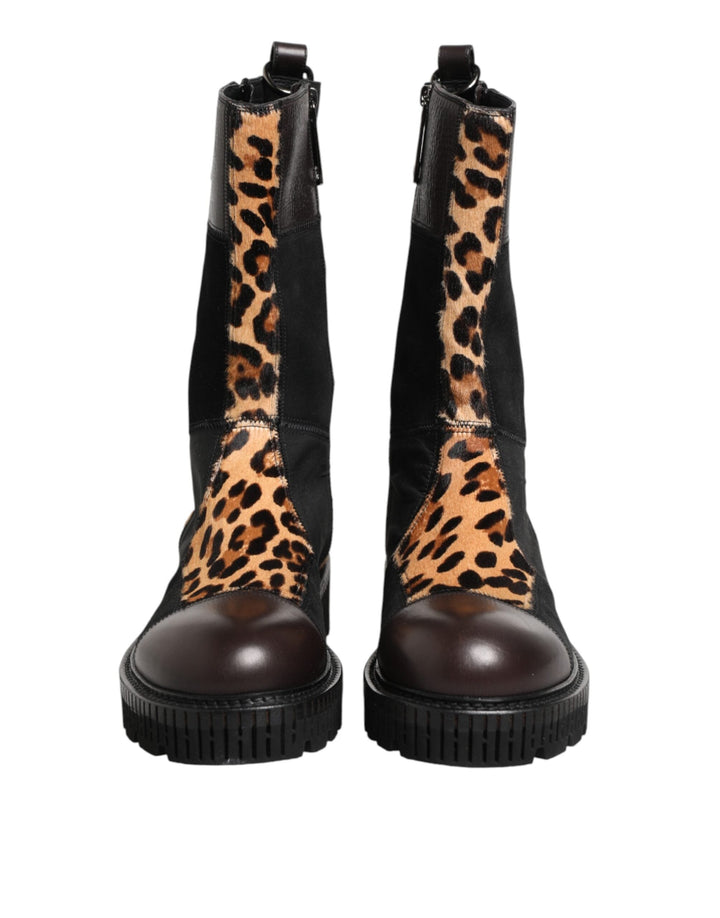 Dolce &amp; Gabbana Multicolor Leopard Mid Calf Boots Shoes