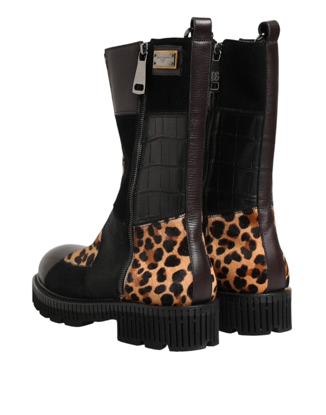 Dolce &amp; Gabbana Multicolor Leopard Mid Calf Boots Shoes