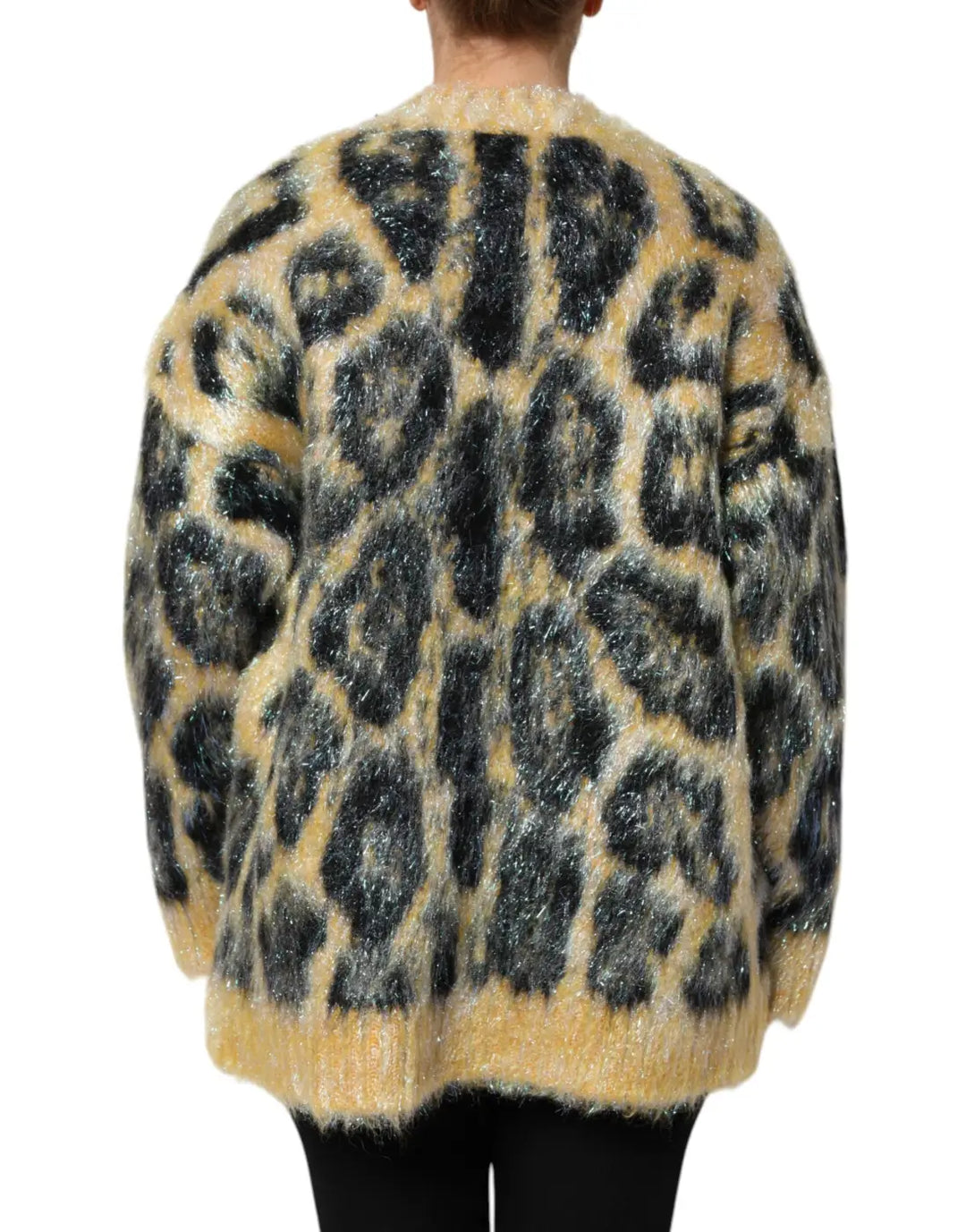 Dolce &amp; Gabbana Multicolor Leopard Mohair Crew Neck Sweater