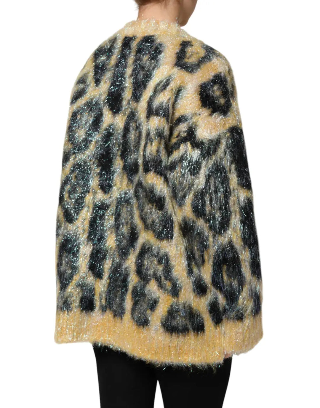 Dolce &amp; Gabbana Multicolor Leopard Mohair Crew Neck Sweater
