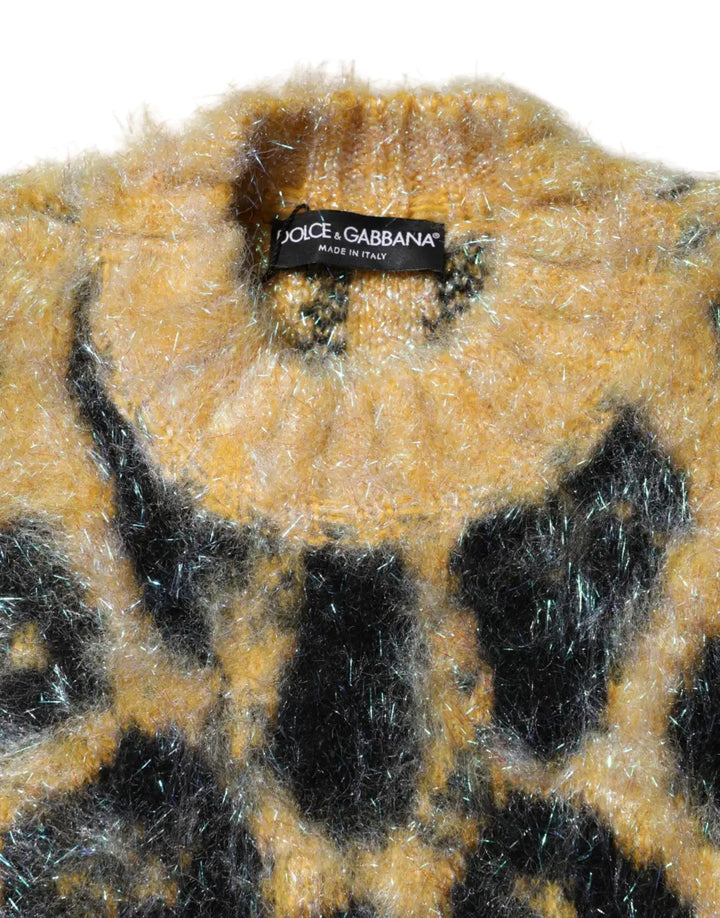Dolce &amp; Gabbana Multicolor Leopard Mohair Crew Neck Sweater