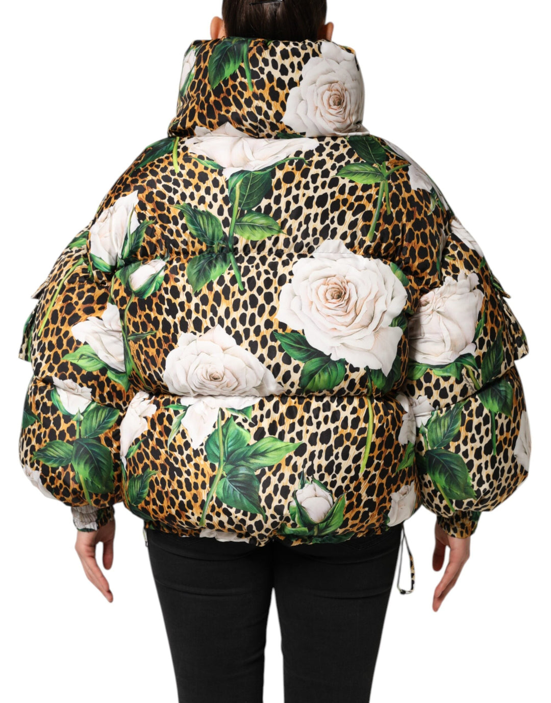 Dolce &amp; Gabbana Puffer Jackets - Multicolor Leopard Rose Quilted Jacket