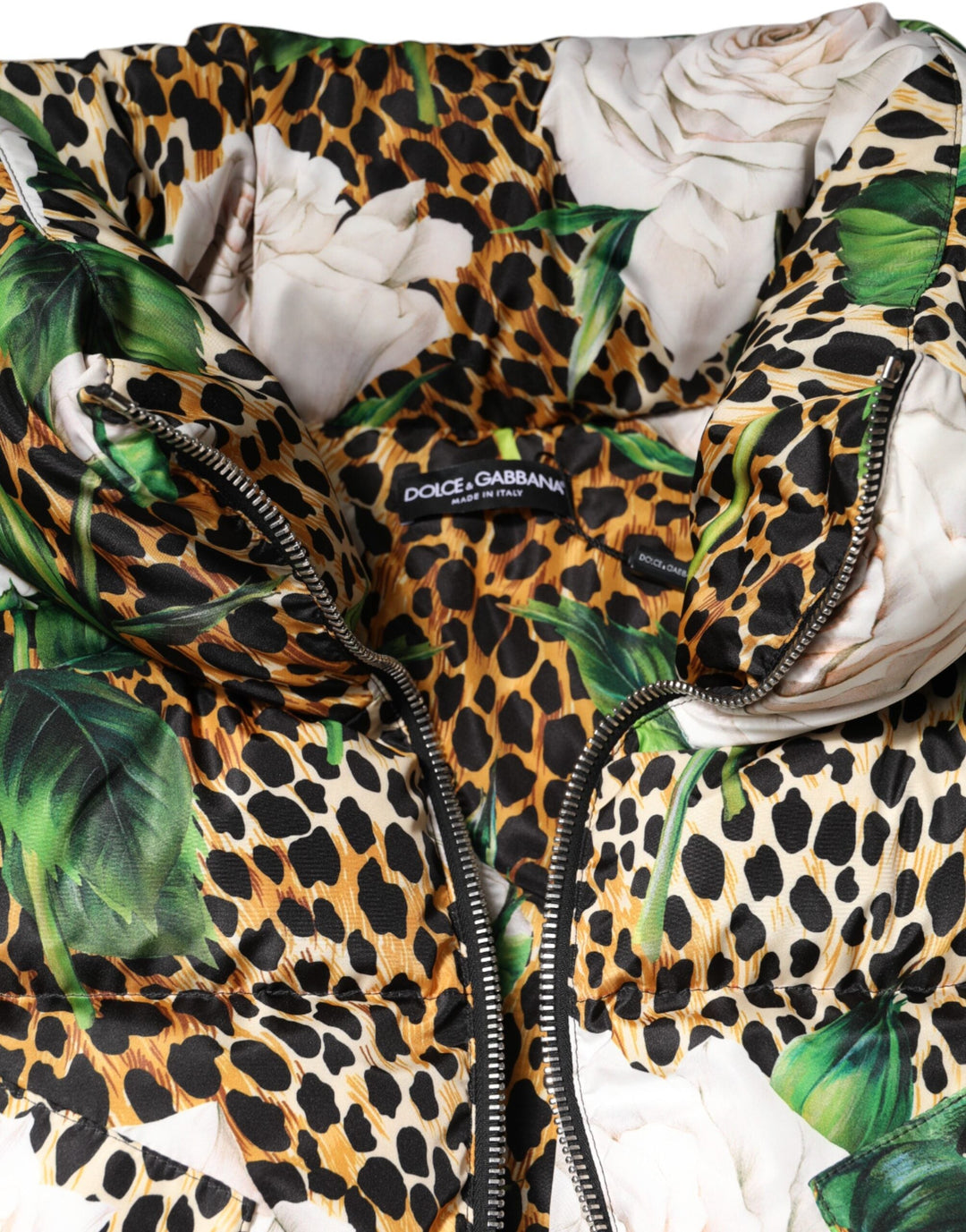 Dolce &amp; Gabbana Puffer Jackets - Multicolor Leopard Rose Quilted Jacket