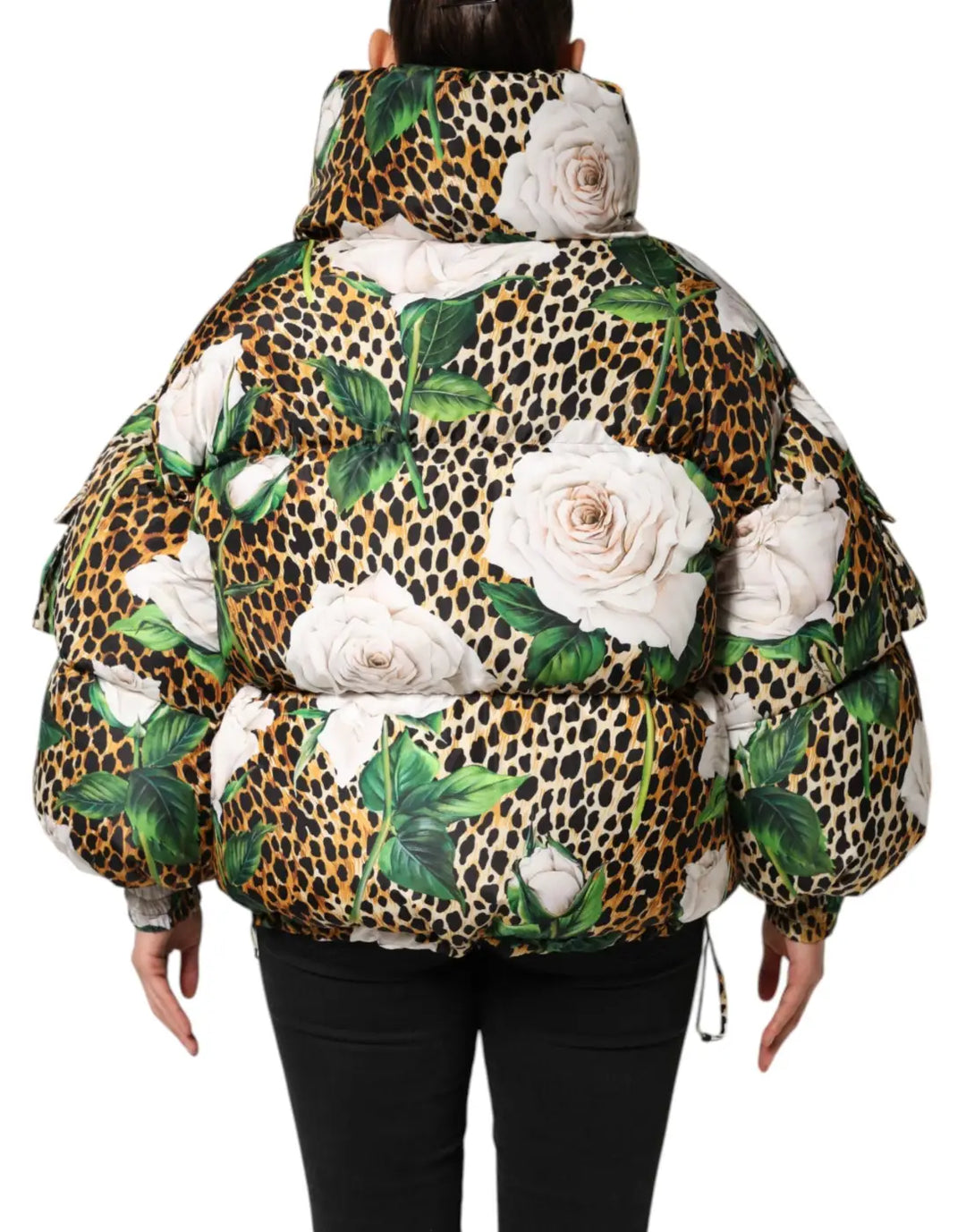 Dolce &amp; Gabbana Multicolor Leopard Rose Puffer Quilted Jacket