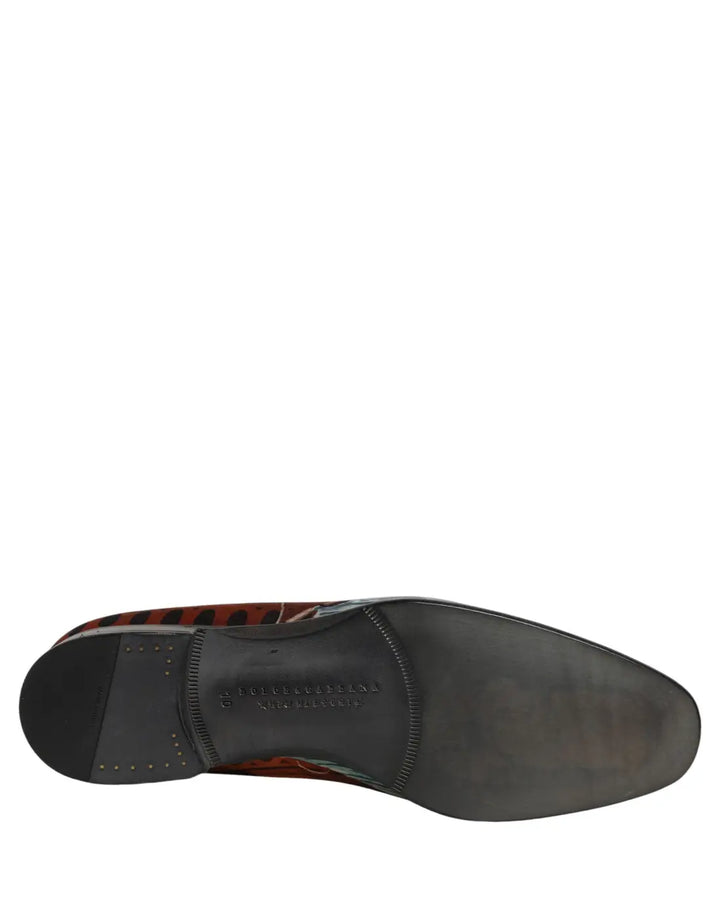 Dolce &amp; Gabbana Multicolor Lion Print Slip On Loafers Shoes