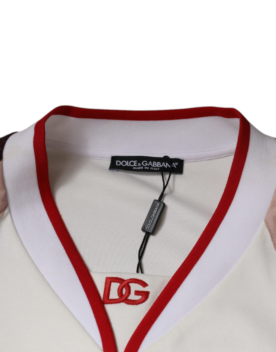 Dolce &amp; Gabbana Multicolor Logo Jersey Cotton V-neck T-shirt