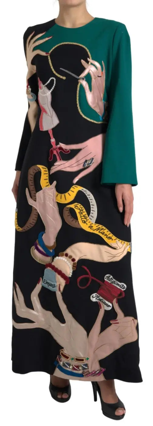 Dolce &amp; Gabbana Multicolor Long Sleeves A-line Maxi Dress