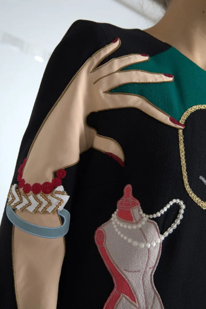 Dolce &amp; Gabbana Multicolor Long Sleeves A-line Maxi Dress