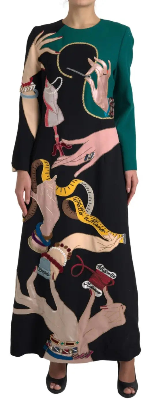 Dolce &amp; Gabbana Multicolor Long Sleeves A-line Maxi Dress