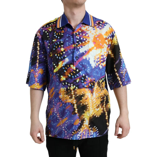 Dolce and Gabbana Multicolor Luminarie Print Cotton Polo Shirt &