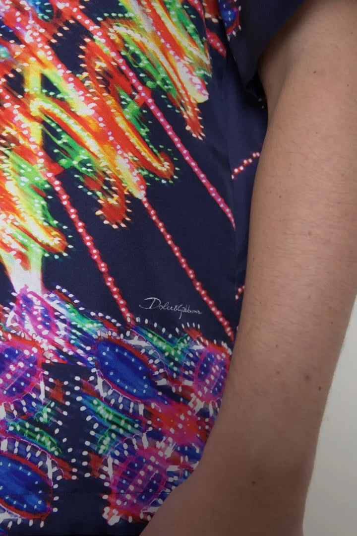 Dolce &amp; Gabbana Multicolor Luminarie Print Men Shirt Silk