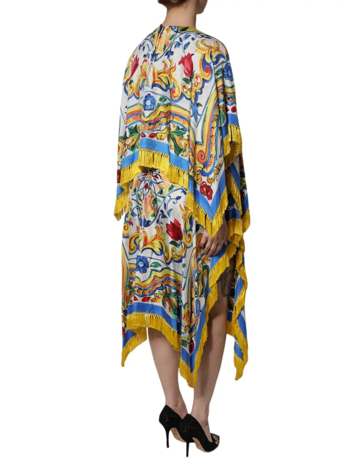 Dolce &amp; Gabbana Multicolor Majolica Kaftan Short Sleeves Maxi Dress