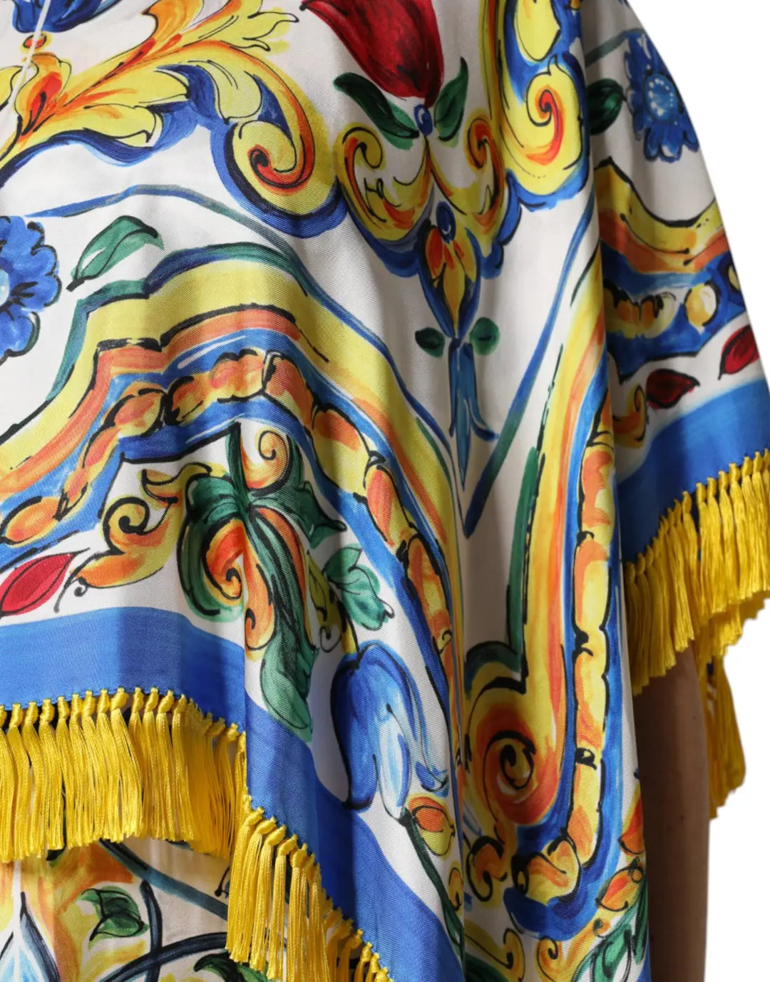 Dolce &amp; Gabbana Multicolor Majolica Kaftan Short Sleeves Maxi Dress