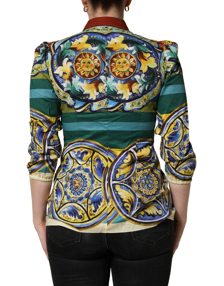 Dolce &amp; Gabbana Blouses - Women’s Multicolor Majolica Print Cotton Blouse Top