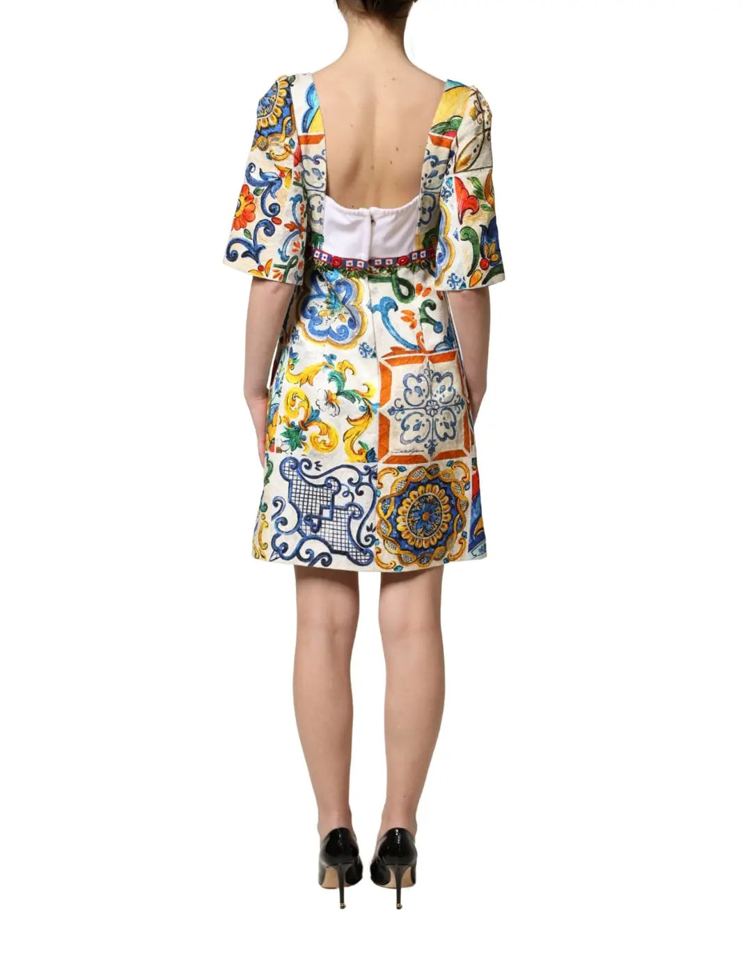 Dolce &amp; Gabbana Multicolor Majolica Print Cotton Mini Dress
