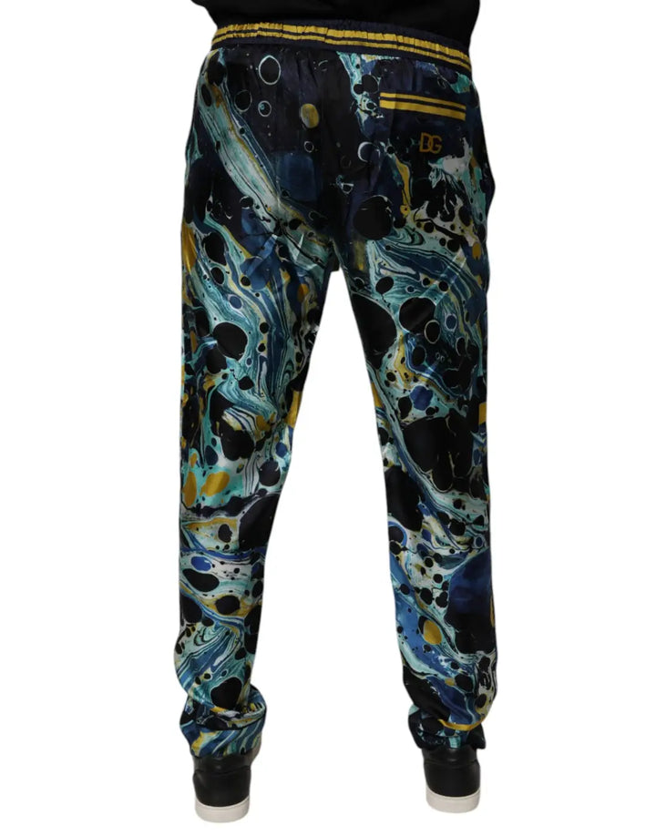 Dolce &amp; Gabbana Multicolor Marble Print Jogger Sweatpants Pants