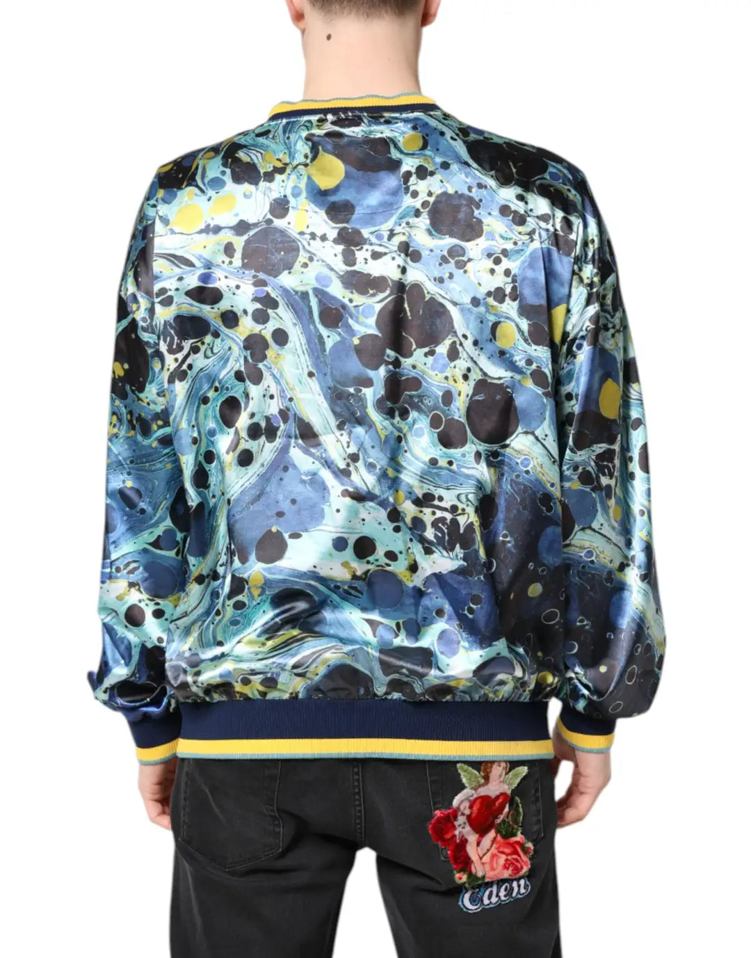 Dolce &amp; Gabbana Multicolor Marble Print Men Pullover Sweater