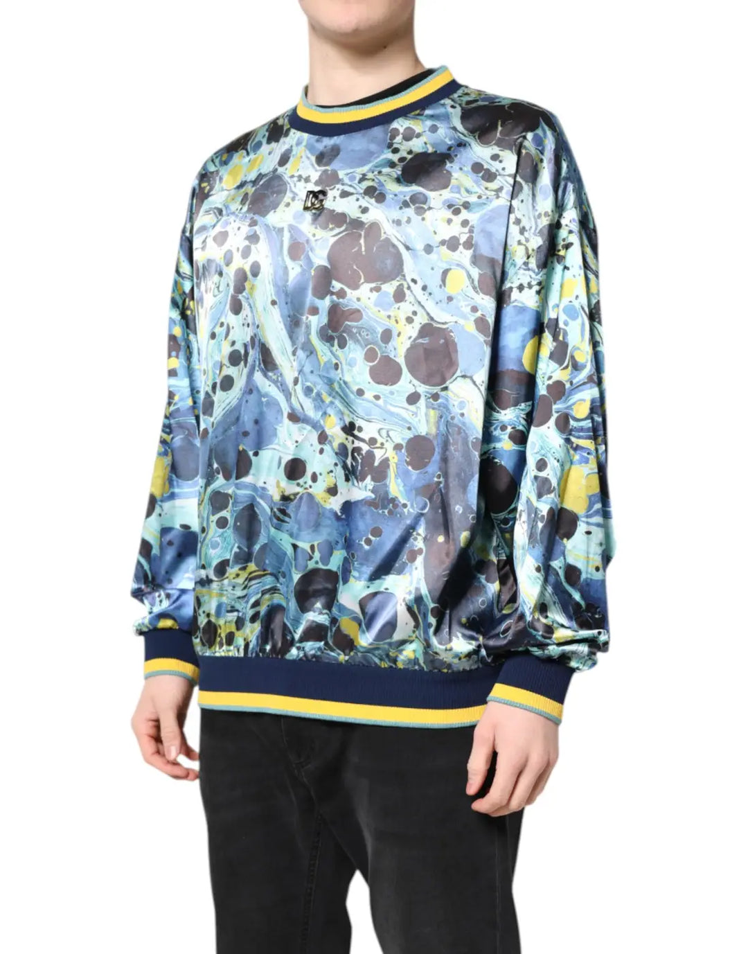 Dolce &amp; Gabbana Multicolor Marble Print Men Pullover Sweater