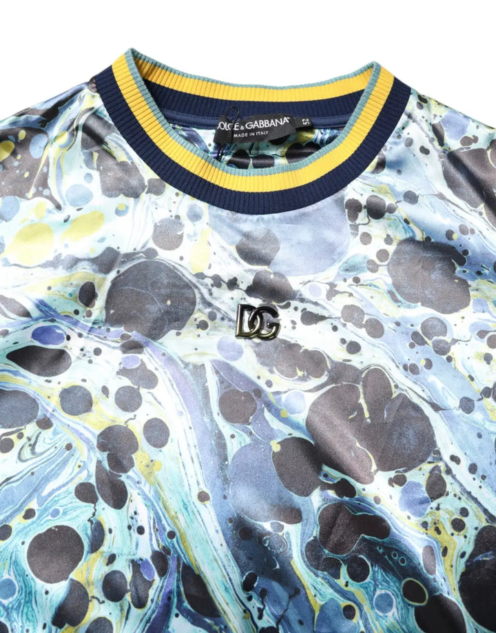 Dolce &amp; Gabbana Multicolor Marble Print Men Pullover Sweater