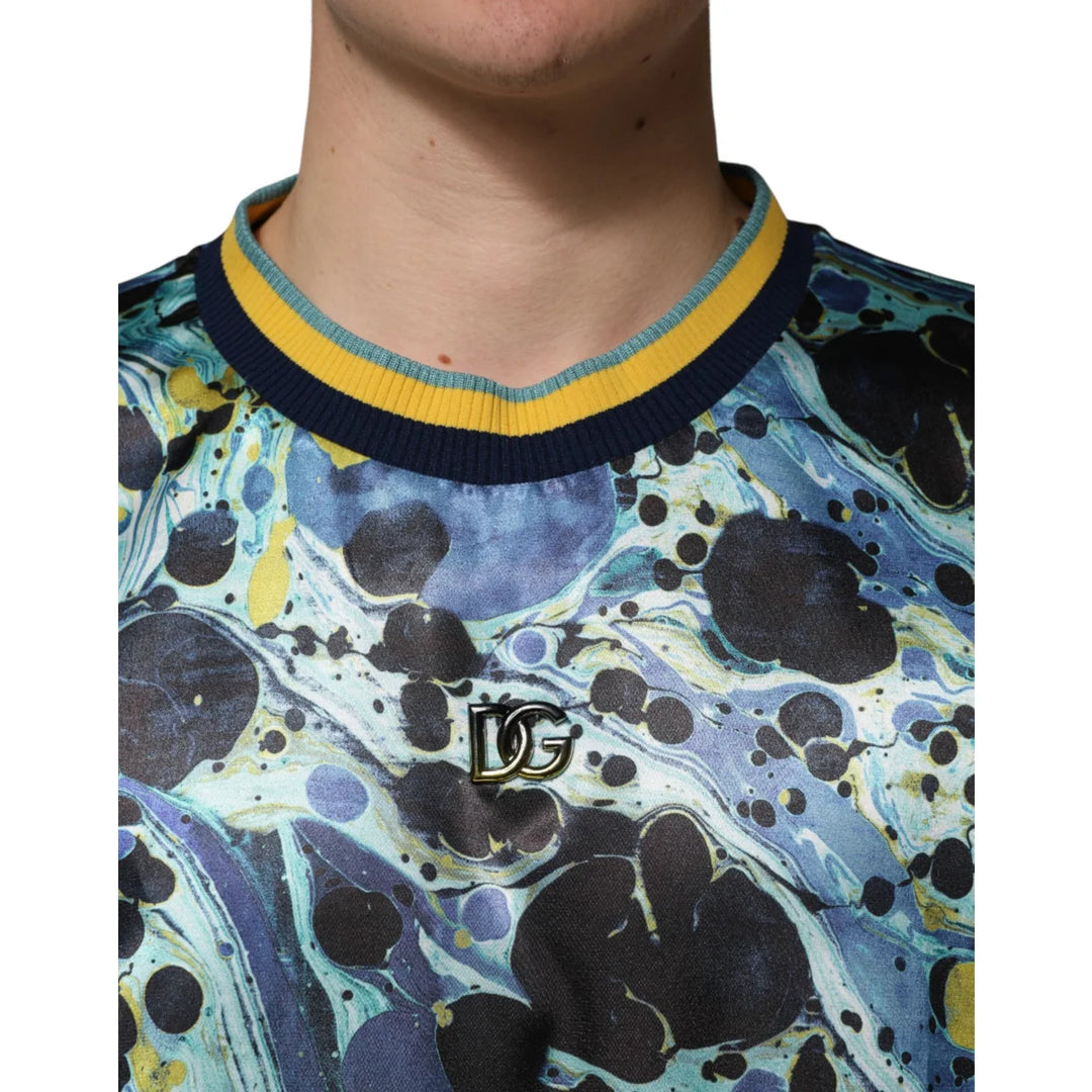 Dolce &amp; Gabbana Multicolor Marble Print Pullover Sweater