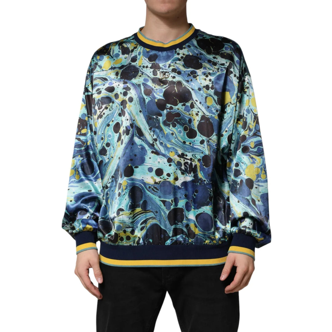 Dolce &amp; Gabbana Multicolor Marble Print Pullover Sweater