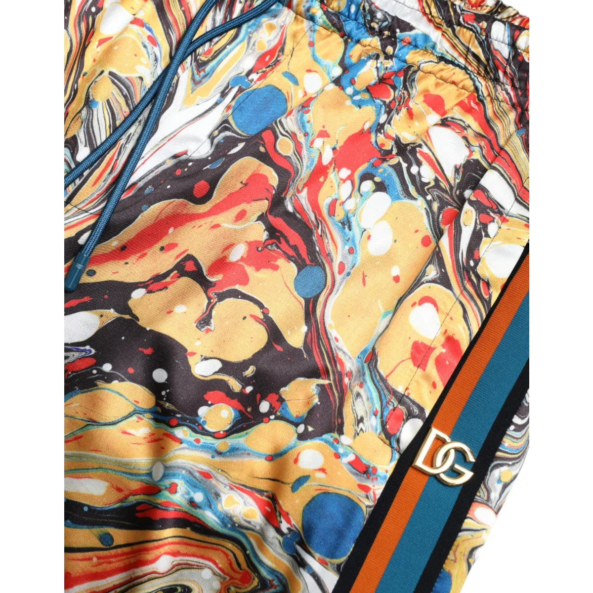 Dolce & Gabbana Multicolor Marble Print Track Pants Drawstring Waistband