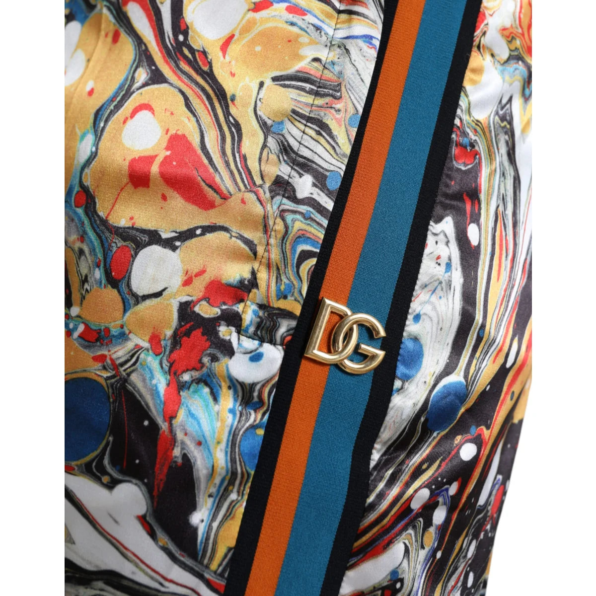 Dolce & Gabbana Multicolor Marble Print Track Pants Drawstring Waistband
