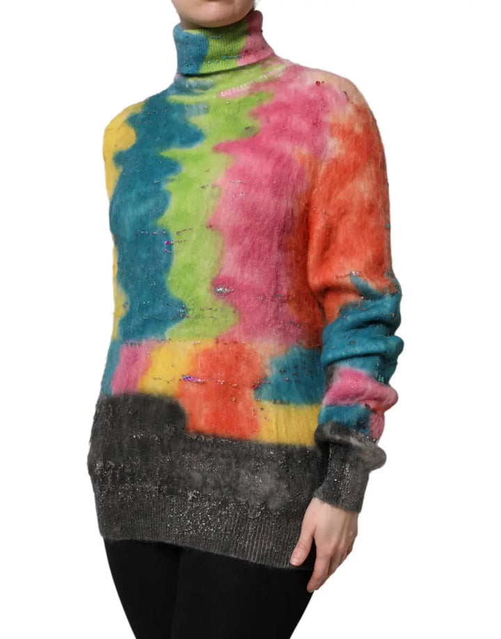 Dolce &amp; Gabbana Multicolor Mohair Turtleneck Pullover Sweater
