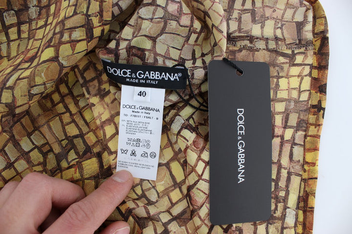 Dolce &amp; Gabbana - Multicolor Mosaic Print Silk Blouse T-shirt