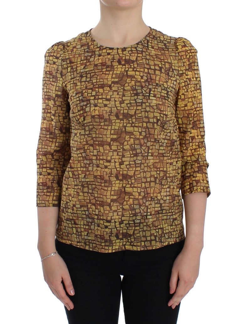Dolce &amp; Gabbana - Multicolor Mosaic Print Silk Blouse T-shirt