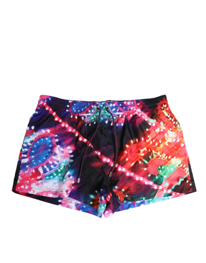 Dolce &amp; Gabbana Multicolor Neon Print Polyester Shorts Swimwear
