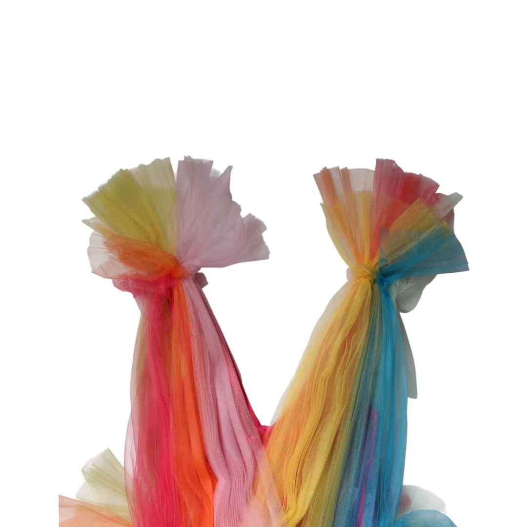 Dolce &amp; Gabbana Multicolor Nylon Tulle Dress with Tiered Layers