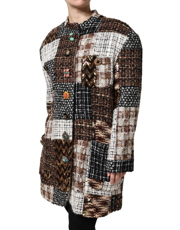 Dolce &amp; Gabbana Coats Jackets - Multicolor Patchwork Button Down Jacket