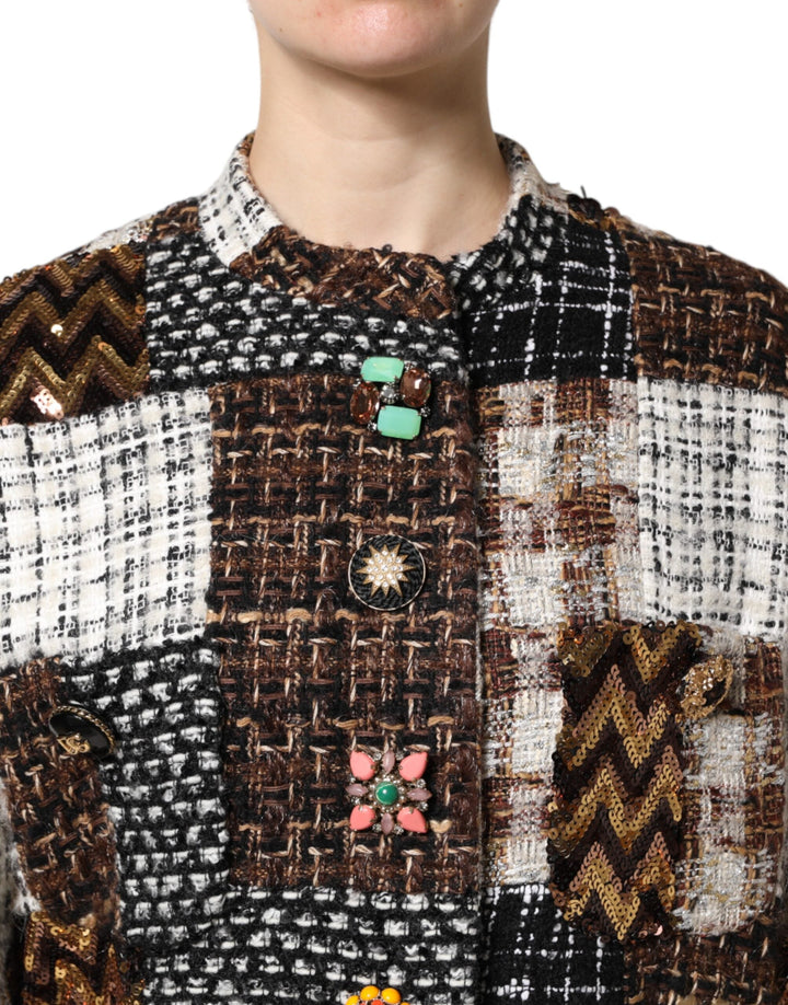 Dolce &amp; Gabbana Coats Jackets - Multicolor Patchwork Button Down Jacket