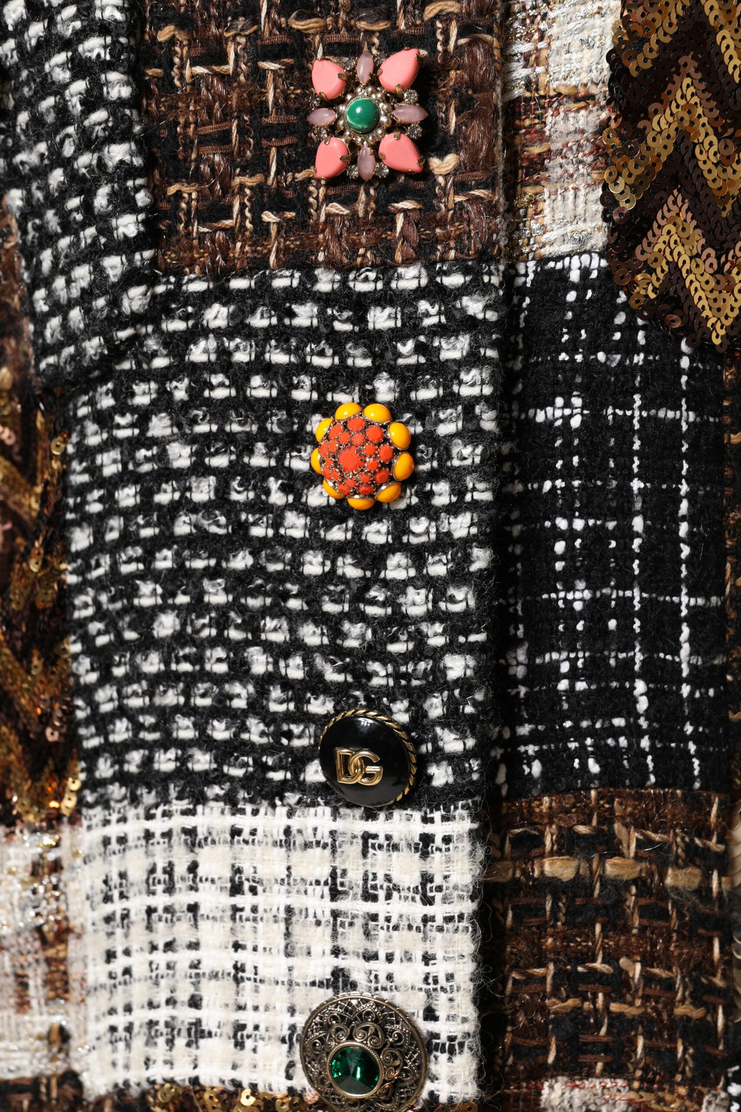 Dolce &amp; Gabbana Coats Jackets - Multicolor Patchwork Button Down Jacket