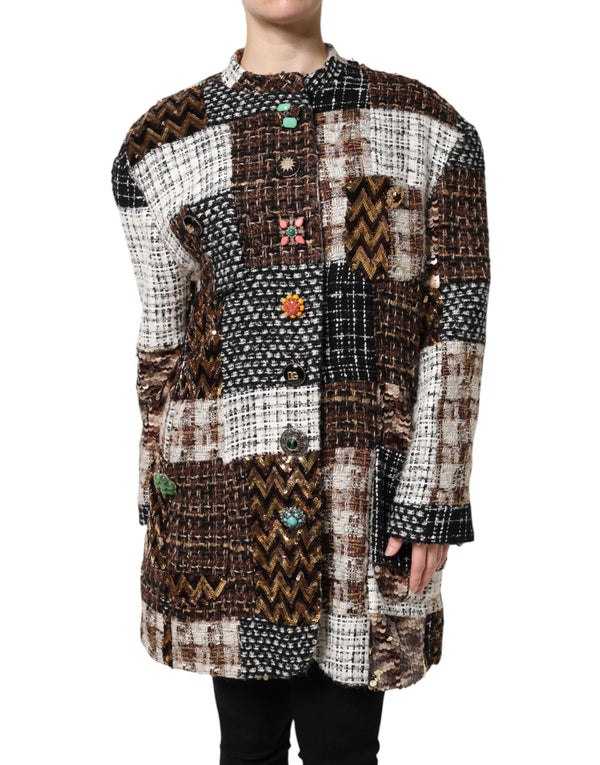 Dolce & Gabbana Coats Jackets - Multicolor Patchwork Button Down Jacket