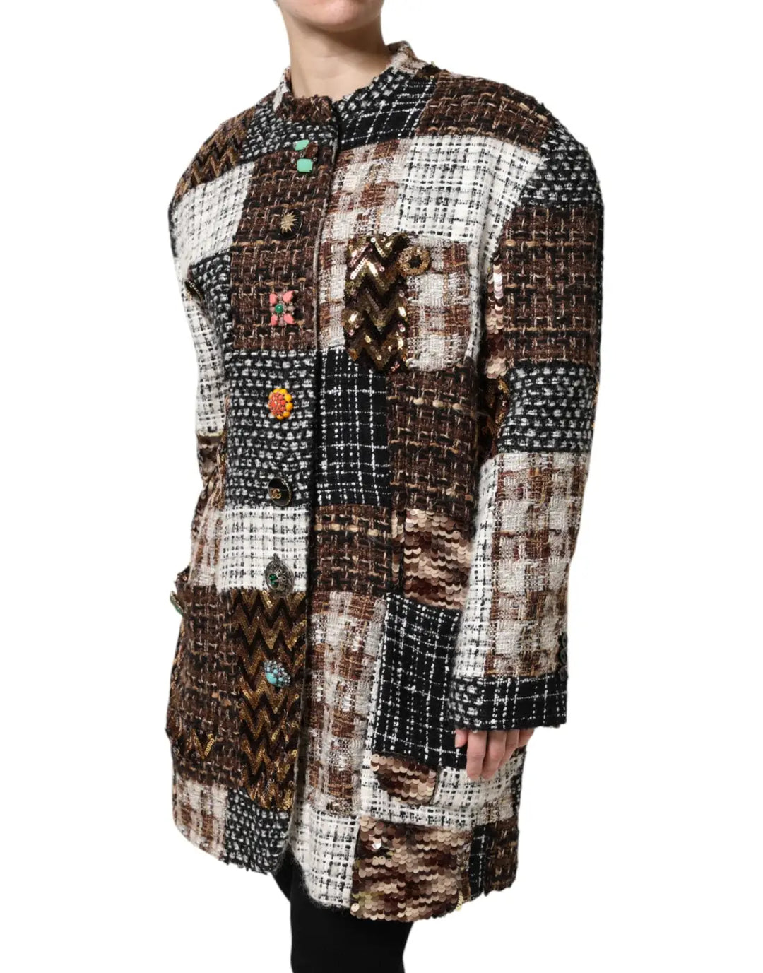 Dolce &amp; Gabbana Multicolor Patchwork Button Down Jacket