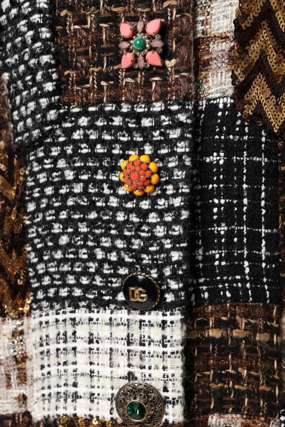 Dolce &amp; Gabbana Multicolor Patchwork Button Down Jacket