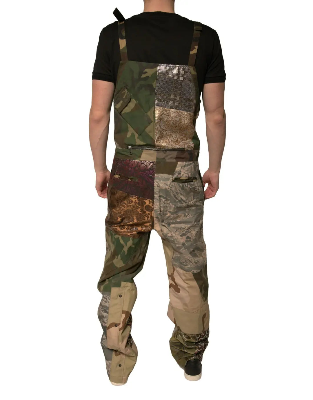 Dolce &amp; Gabbana Multicolor Patchwork Camouflage Overall Pants