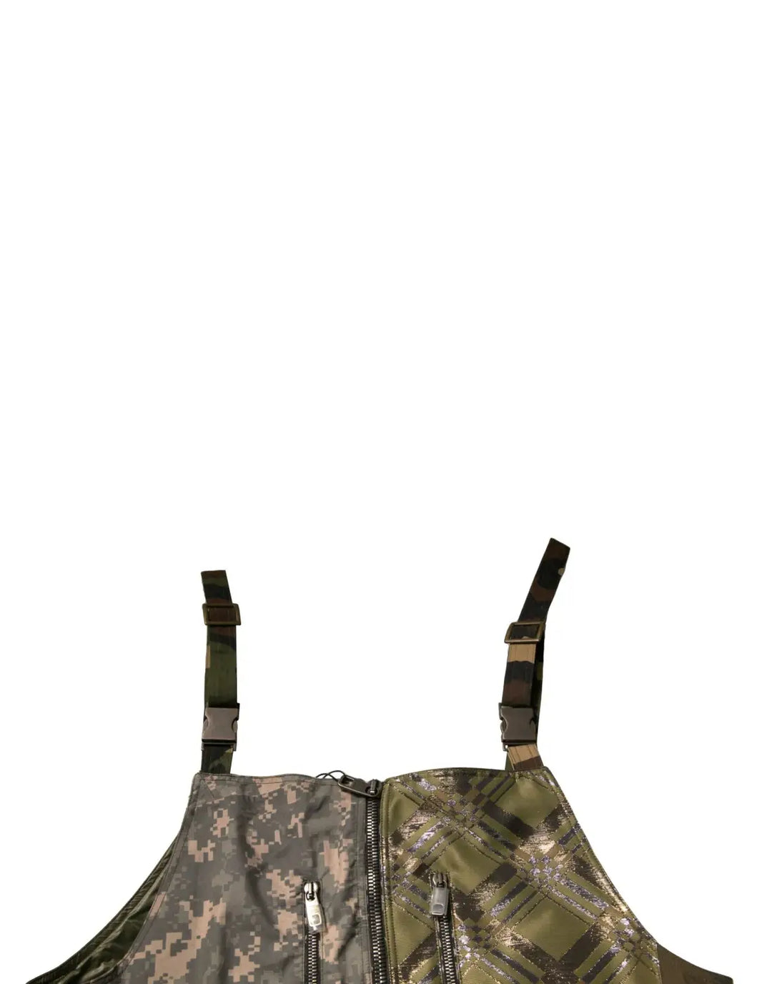 Dolce &amp; Gabbana Multicolor Patchwork Camouflage Overall Pants