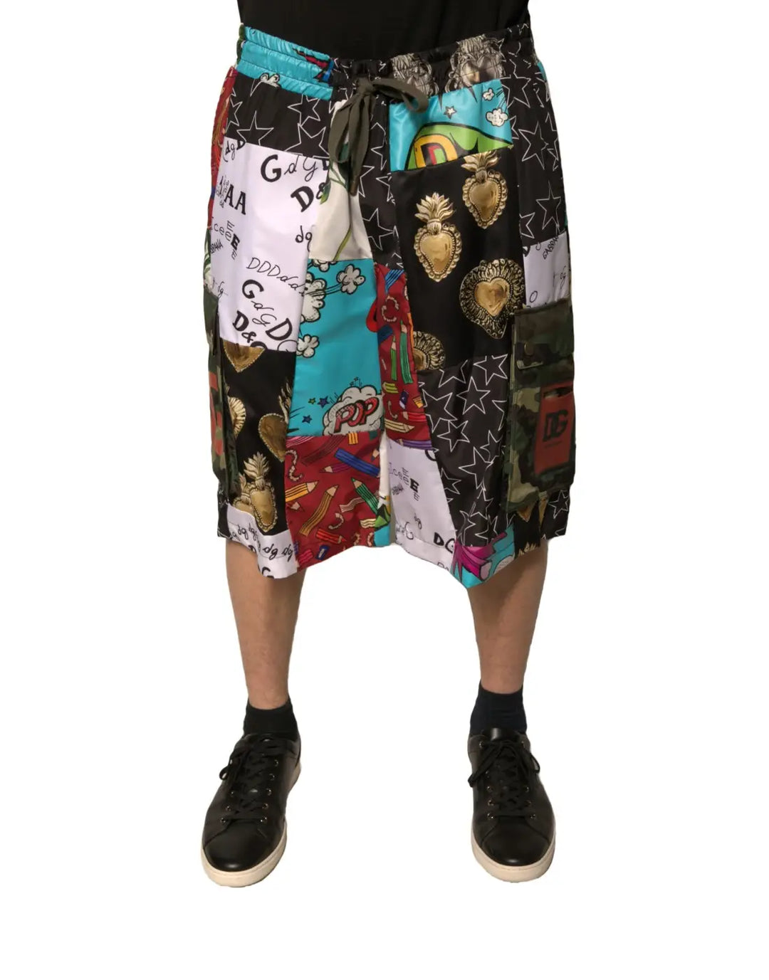 Dolce &amp; Gabbana Multicolor Patchwork Cargo Bermuda Shorts