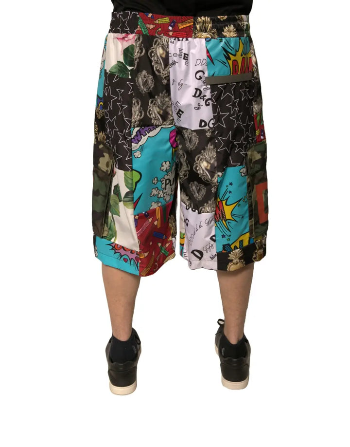 Dolce &amp; Gabbana Multicolor Patchwork Cargo Bermuda Shorts