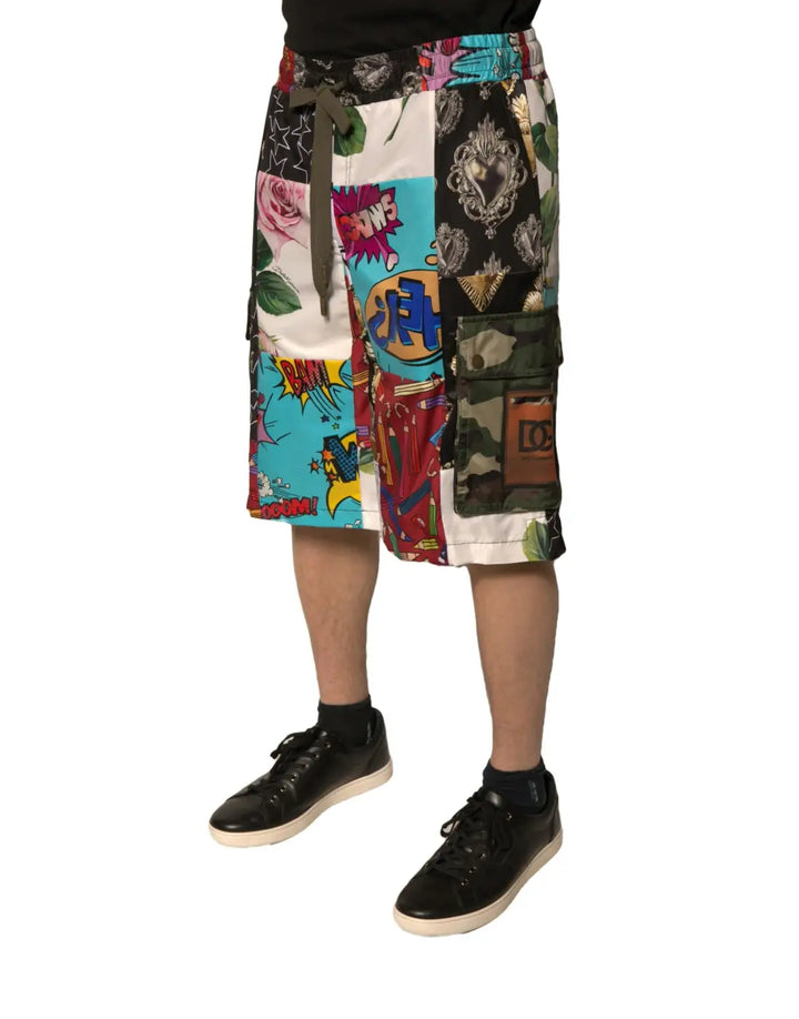 Dolce &amp; Gabbana Multicolor Patchwork Cargo Bermuda Shorts
