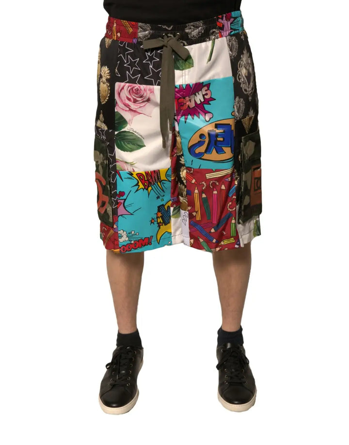 Dolce &amp; Gabbana Multicolor Patchwork Cargo Bermuda Shorts
