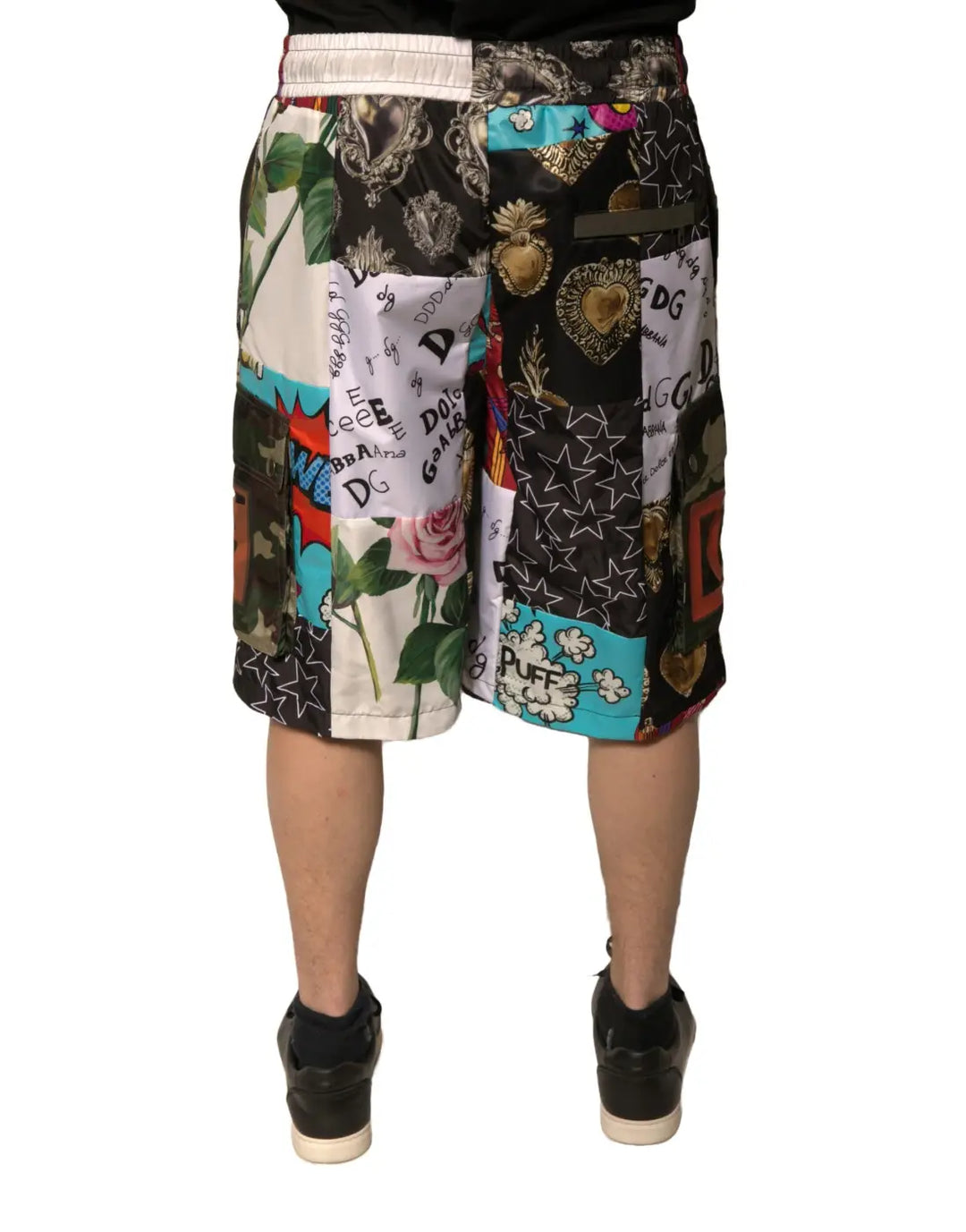 Dolce &amp; Gabbana Multicolor Patchwork Cargo Bermuda Shorts